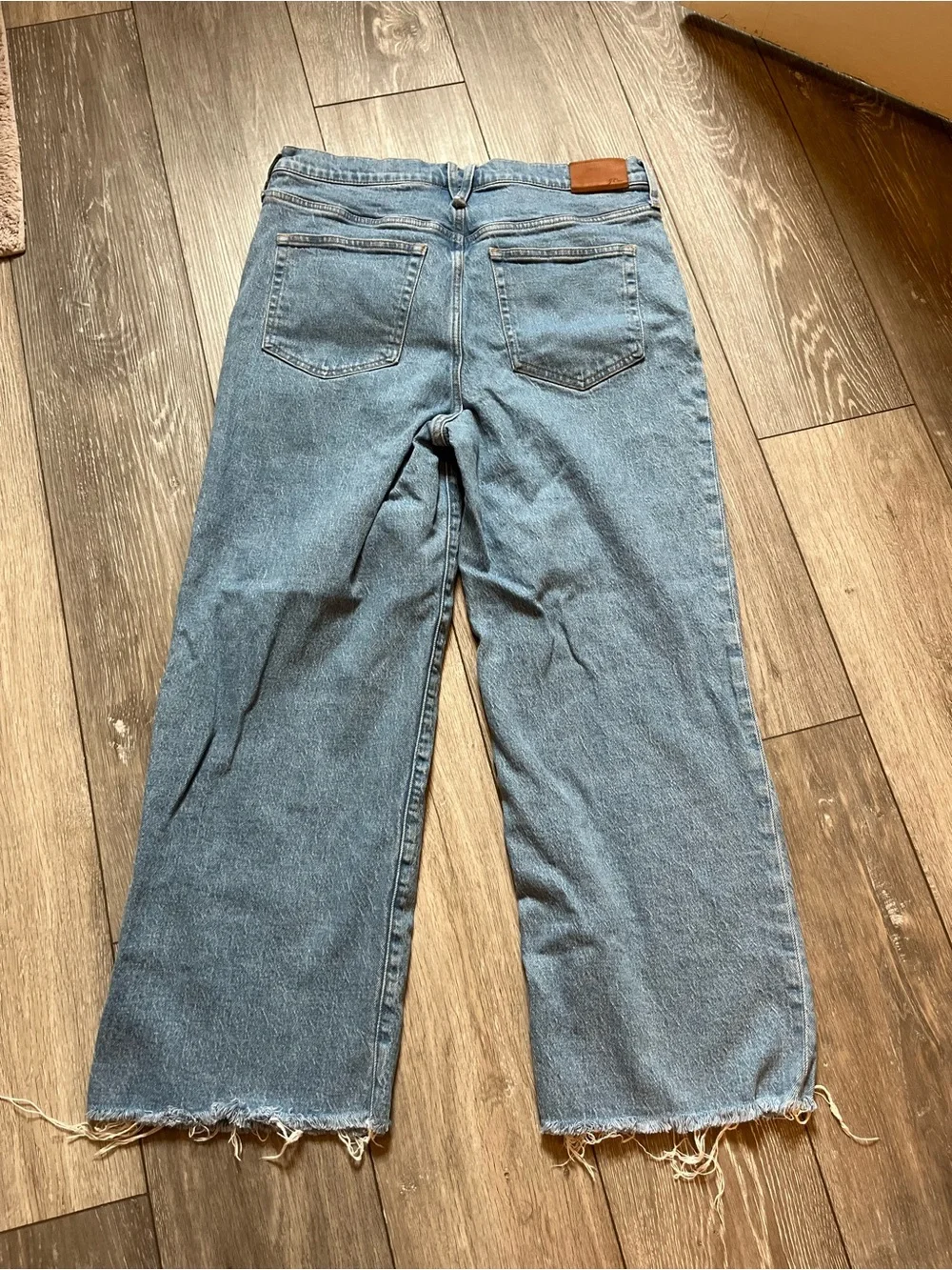 J.Crew Slim Wide-Leg Denim Light Wash Distressed Hem Jean Size 32
